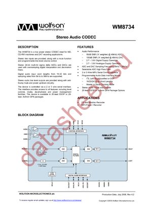 WM8734EDS/R datasheet  